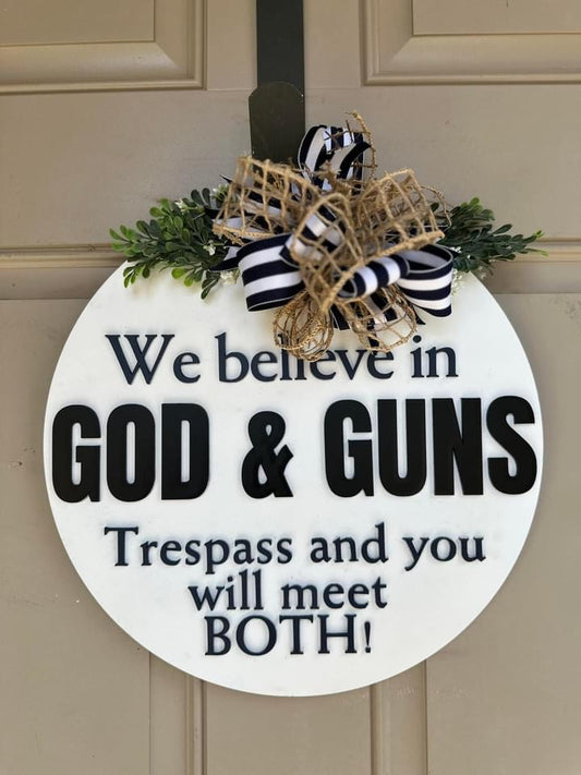 God and guns door hanger