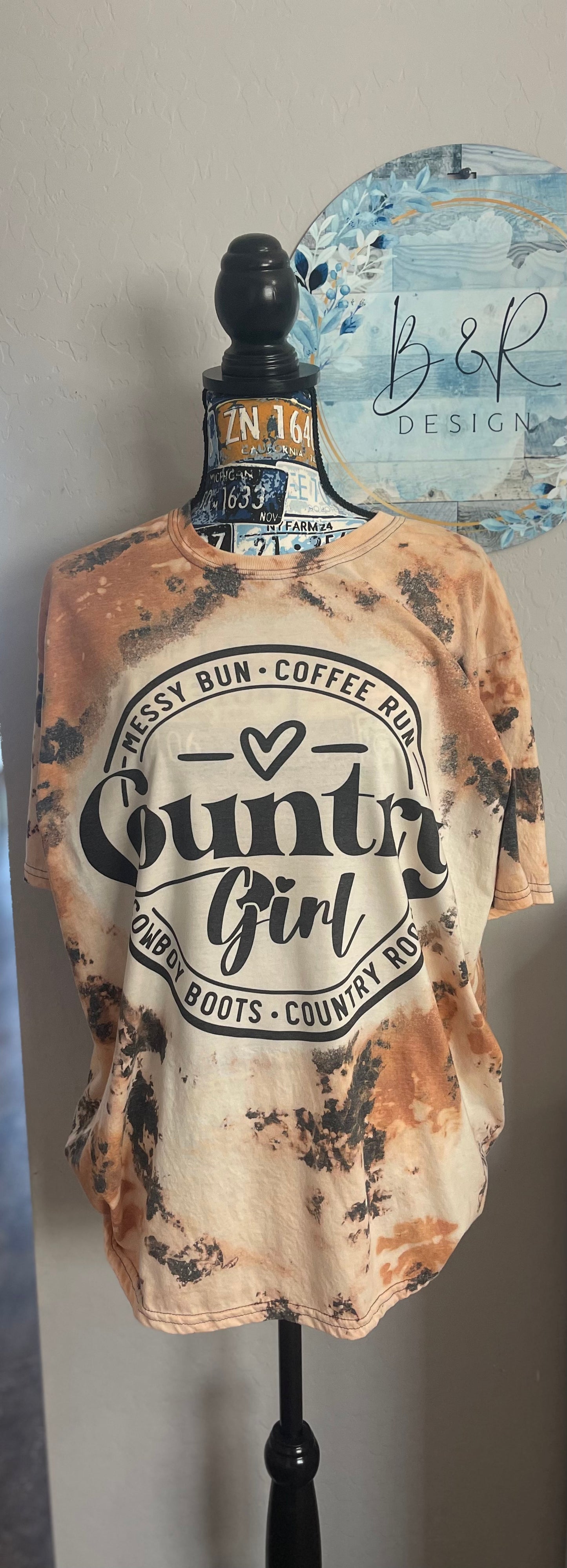 Country girl acid wash cowhide